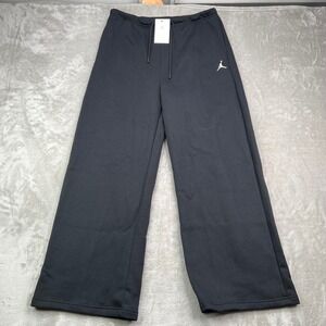 Jordan Jumpman Loose Fit Pants Womens S Black Solid Fleece Wide Leg Sweatpants